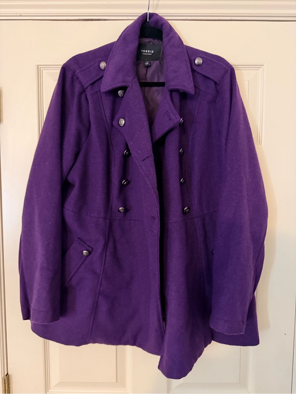 torrid Purple Double-Breasted Pea Coat